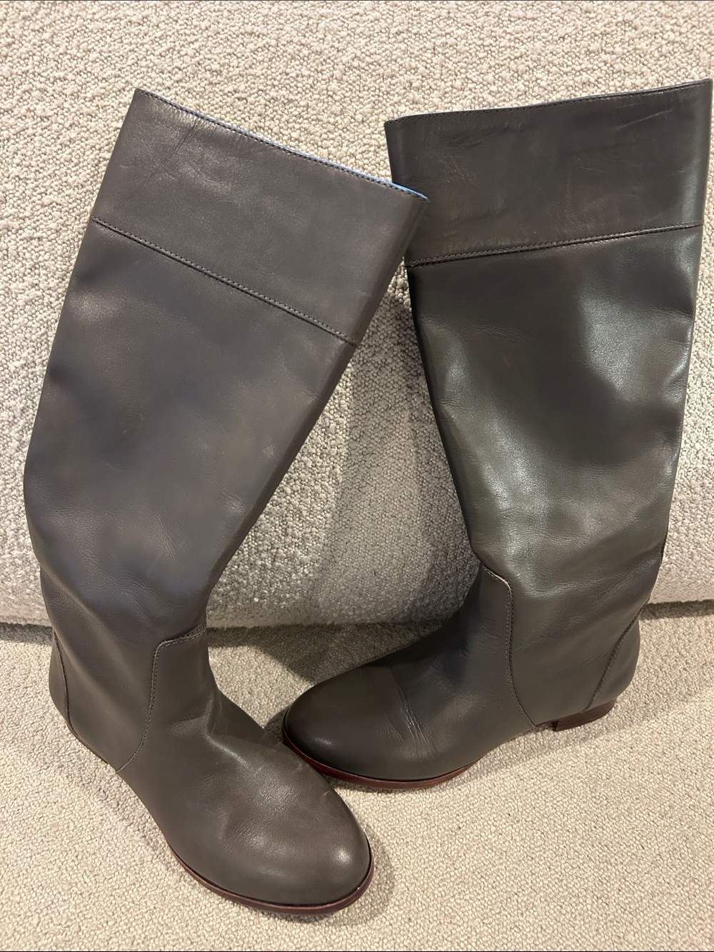 J. Crew Tall Leather Riding Boots - Gray